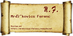 Mrákovics Ferenc névjegykártya